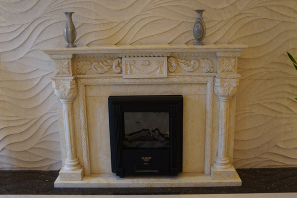 Engineered marble fireplace works