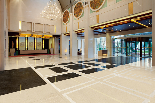 Big hall floor engineer tiles marble