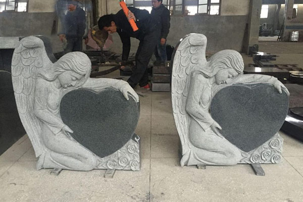 angel design heart shape headstones monuments