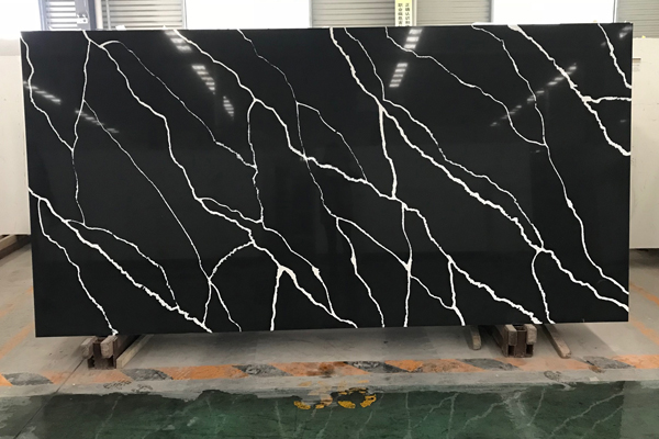 engineered black quartz slab 