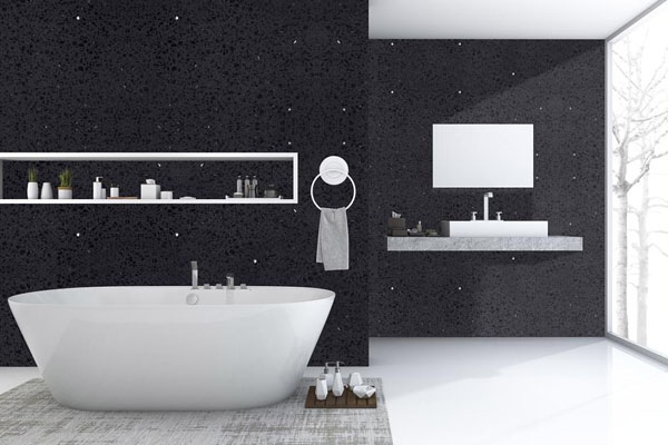 bathroom wall engineered stone black 
