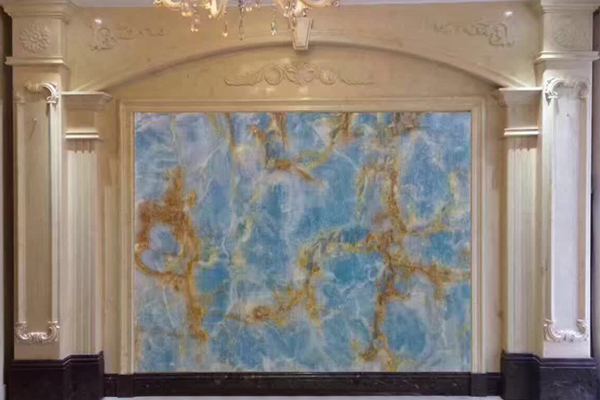 blue translucent stone slab