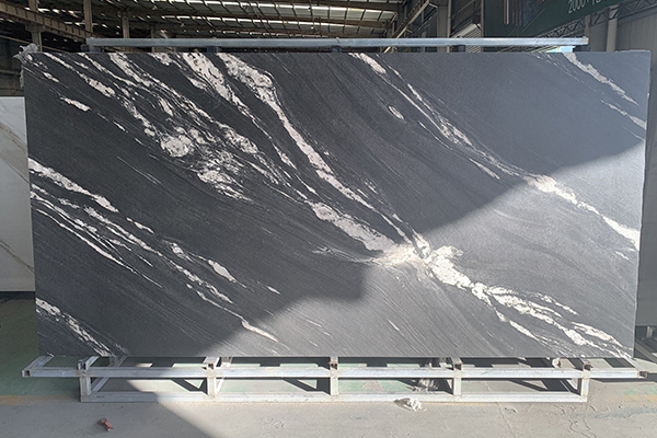 big white vein black stone slab 