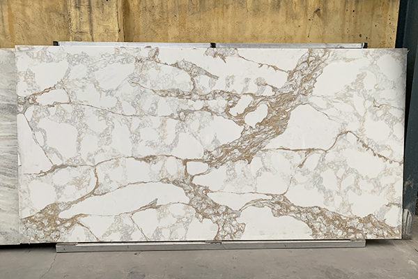 brown vein white quartz slab 